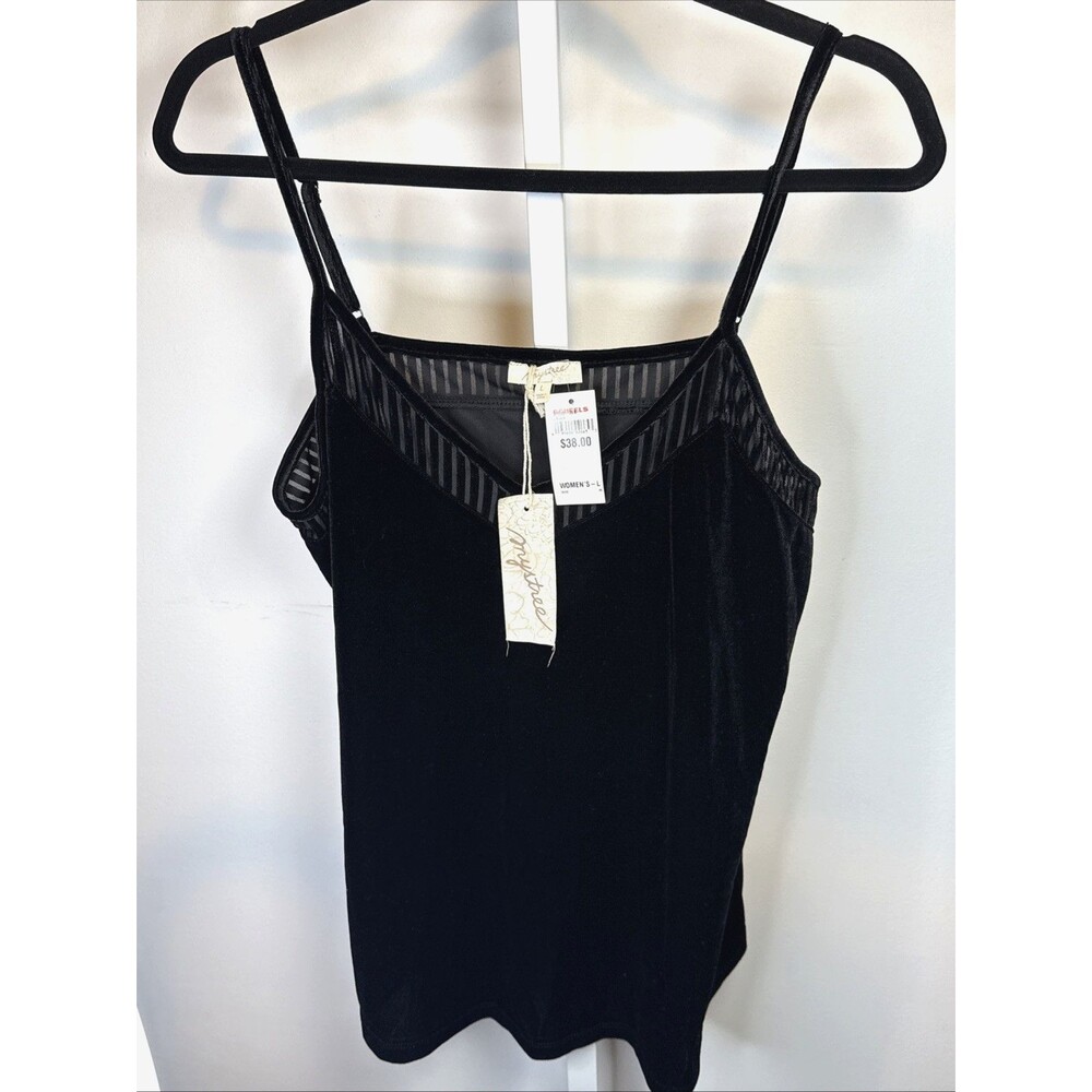 NEW Women Large Cami Velvet Burnout Cami Black Stretch Coquette Goth Whimsygoth